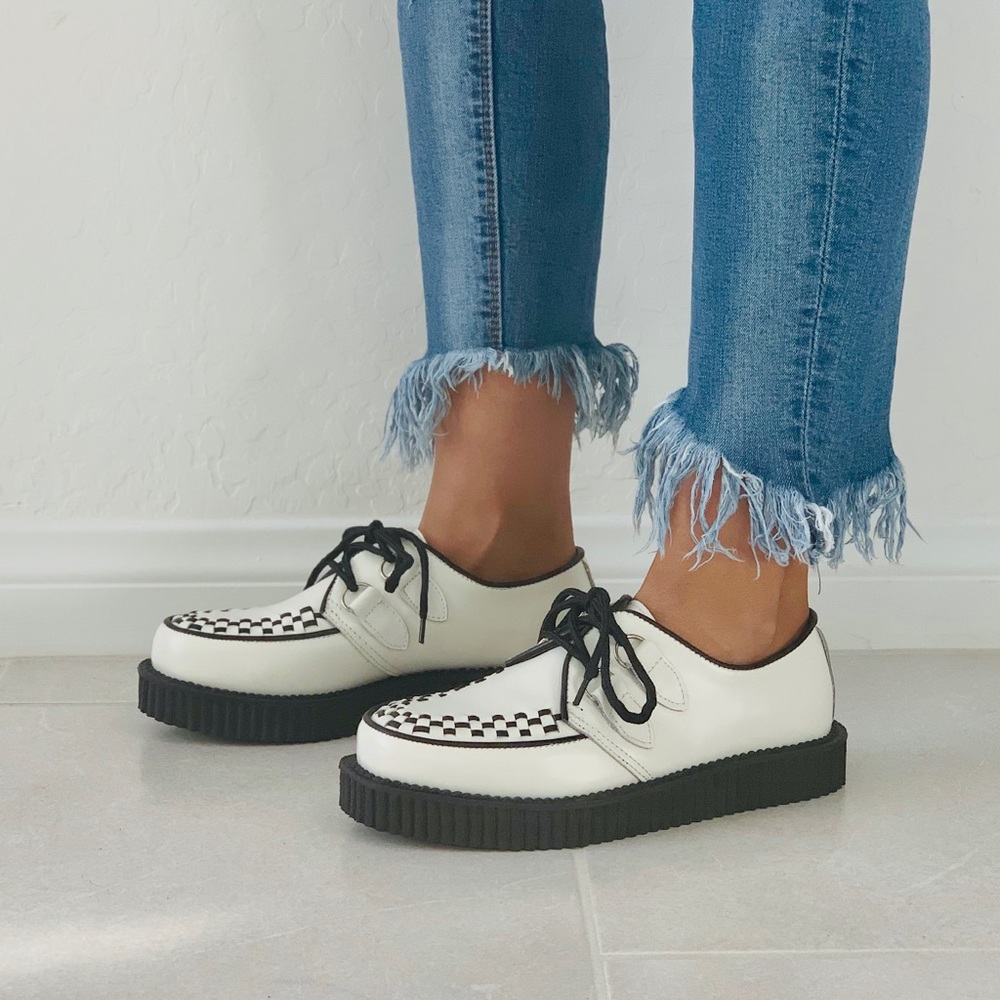 NIB Inked White Genuine Leather Creeper Oxfords - Picture 6 of 8